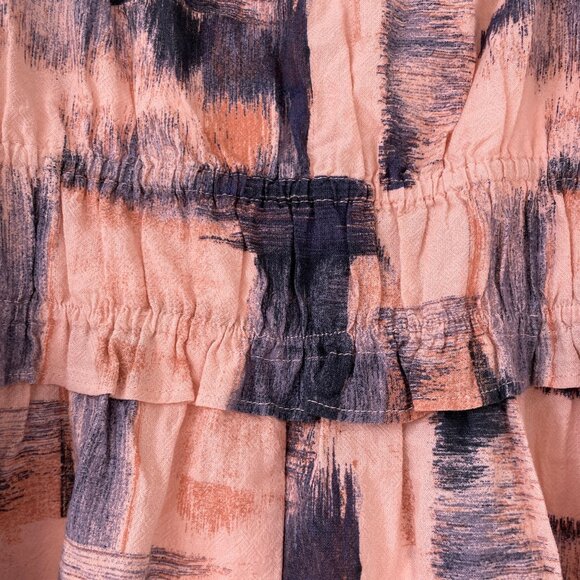 Universal Thread Small Navy Blue Pink Peach Dress Cotton Pockets Puff Sleeves - Picture 14 of 15